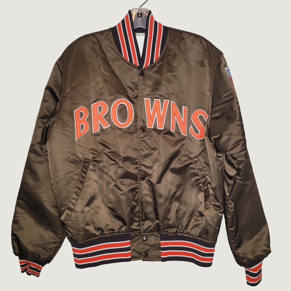 Vintage Cleveland Browns Starter Jacket NFL Pro Line Brown Satin Bomber Mens M